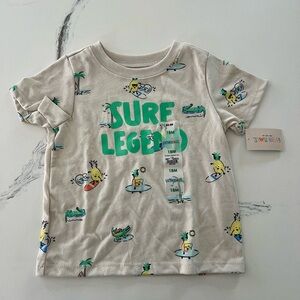3/$10 Garanimals Surf Legend Kids Shirt - Cream and Green 18M